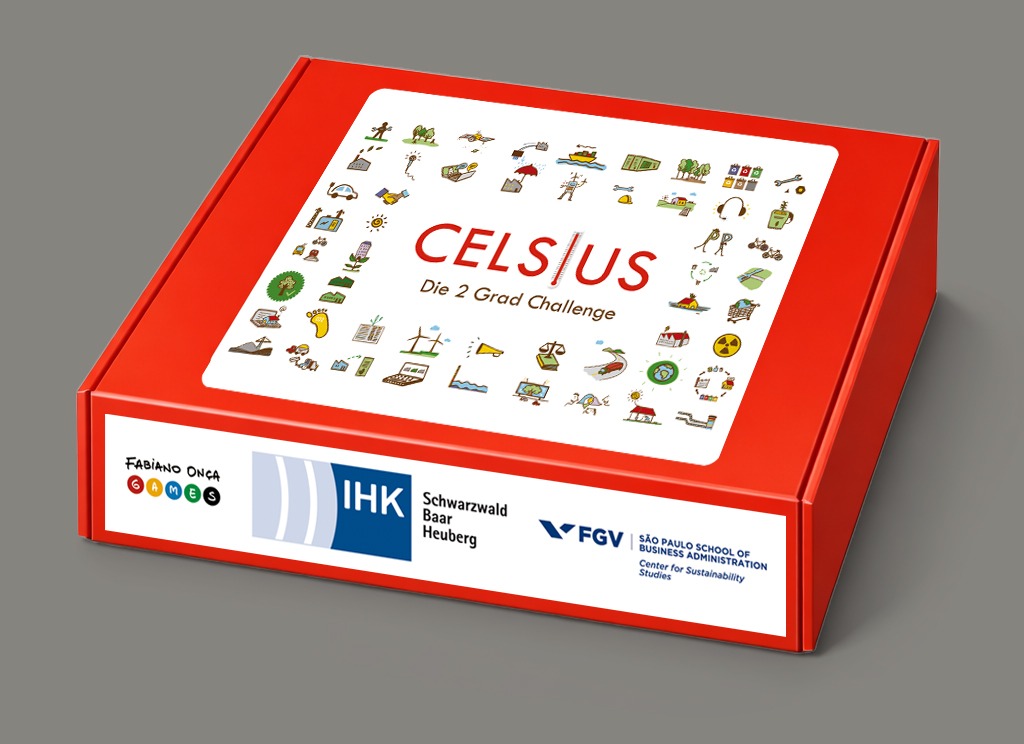 3D-Darstellung der roten Spielbox von Celsius - Die 2 Grad Challenge